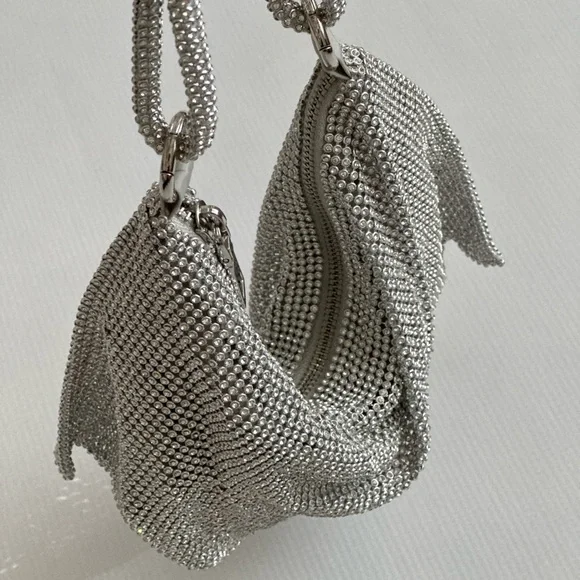 Rhinestone Purse Silver Hobo Purse - Picture 4 of 5